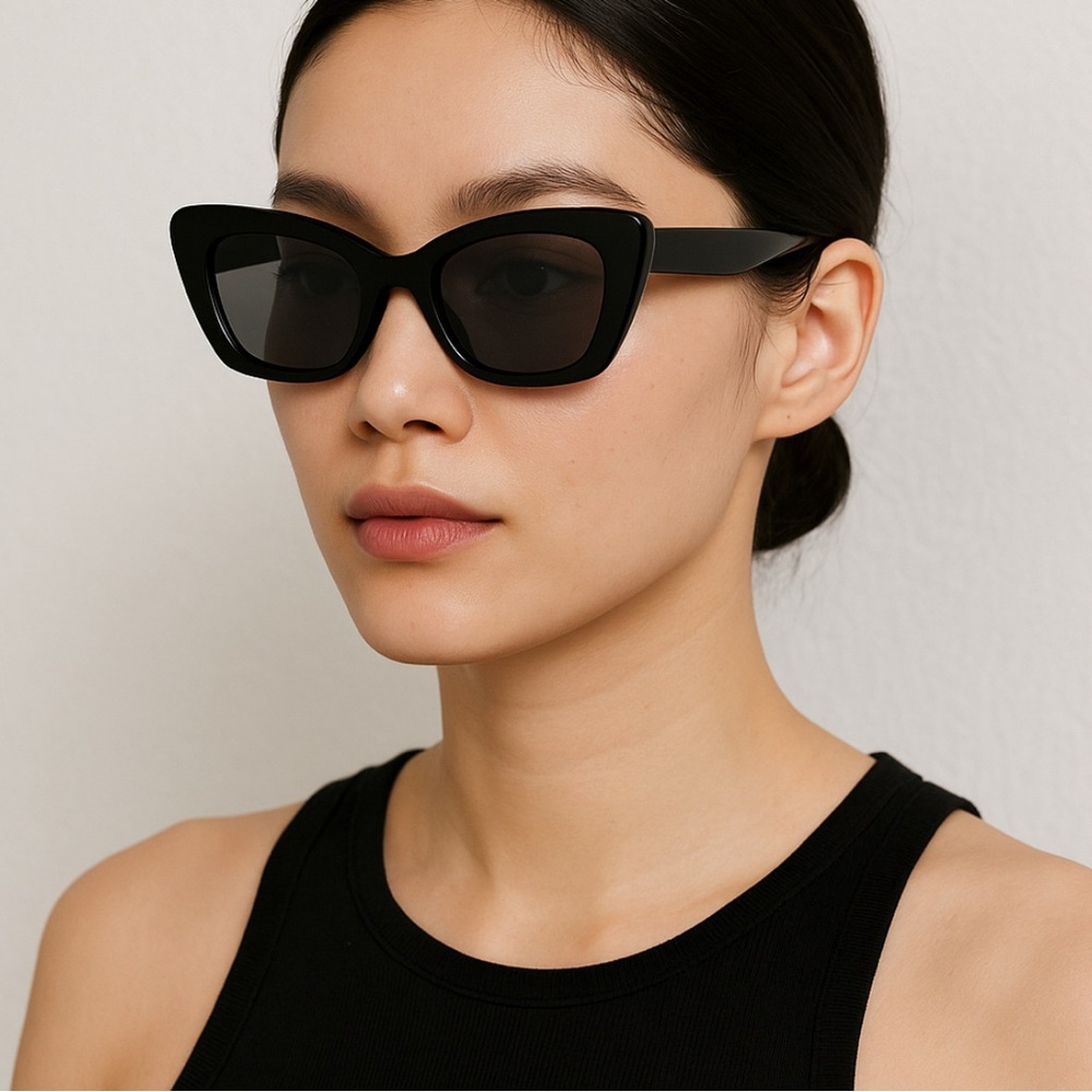 🌺🕶️ NWT Anthropologie Eyeking Butter Cateye Sunglasses – Black – One Size - Picture 7 of 9